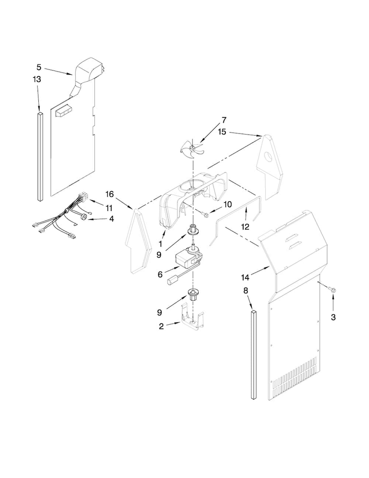 Air Flow Parts Diagram and Parts List for MSD2572VES02  Maytag Refrigerator