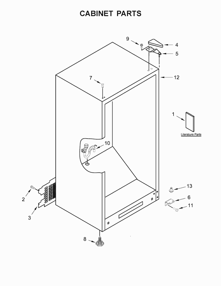 Cabinet Parts Diagram and Parts List for AZF33X16DW01  Amana Freezer