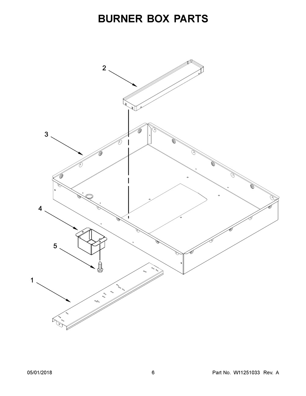 Burner Box Parts Diagram and Parts List for JED3430GB01  Maytag Cooktop