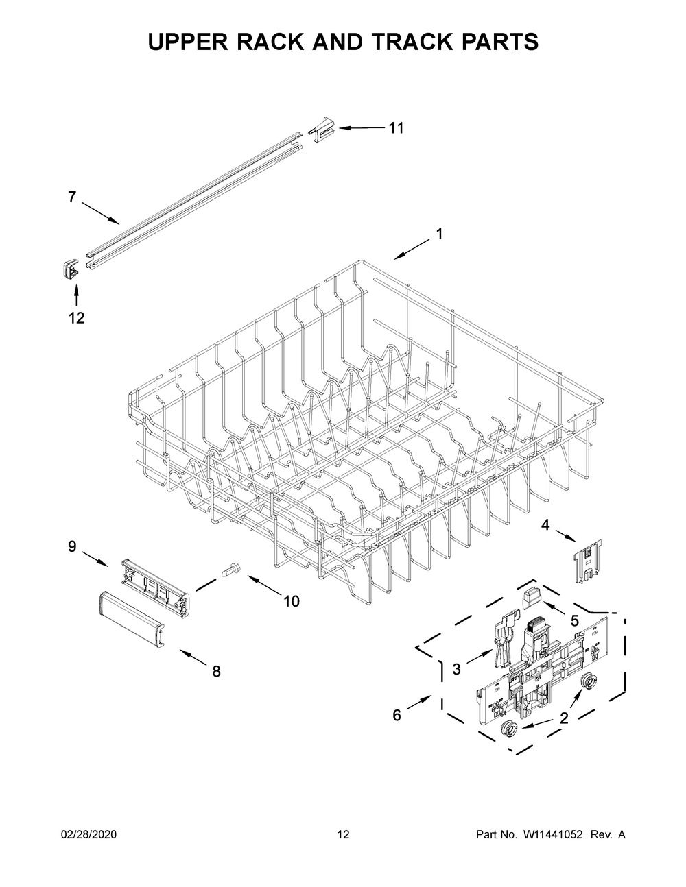 Upper Rack And Track Parts Diagram and Parts List for MDB9959SKZ0  Maytag Dishwasher
