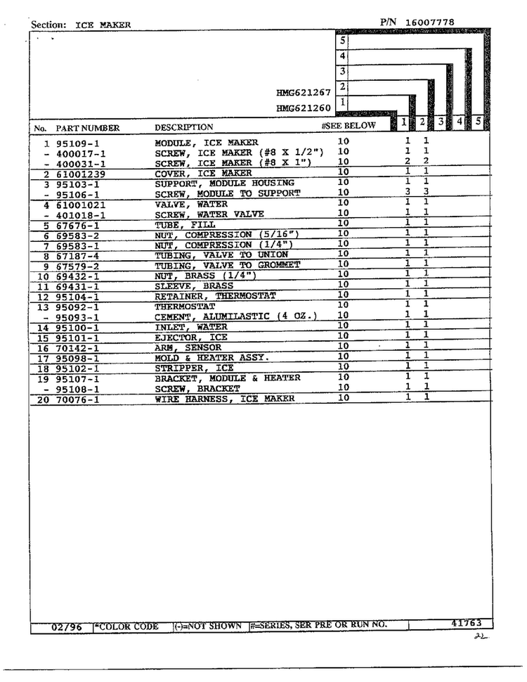 Ice Maker Page 2 Diagram and Parts List for HMG621267  Admiral Refrigerator