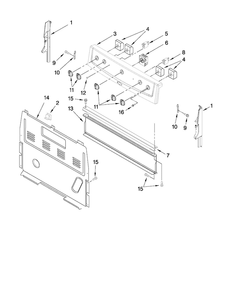 Control Panel Parts Diagram and Parts List for AER3311WAW0  Amana Range