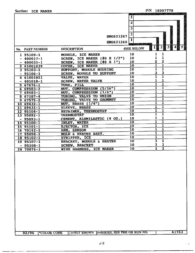 Ice Maker Page 2 Diagram and Parts List for 621260  Admiral Refrigerator