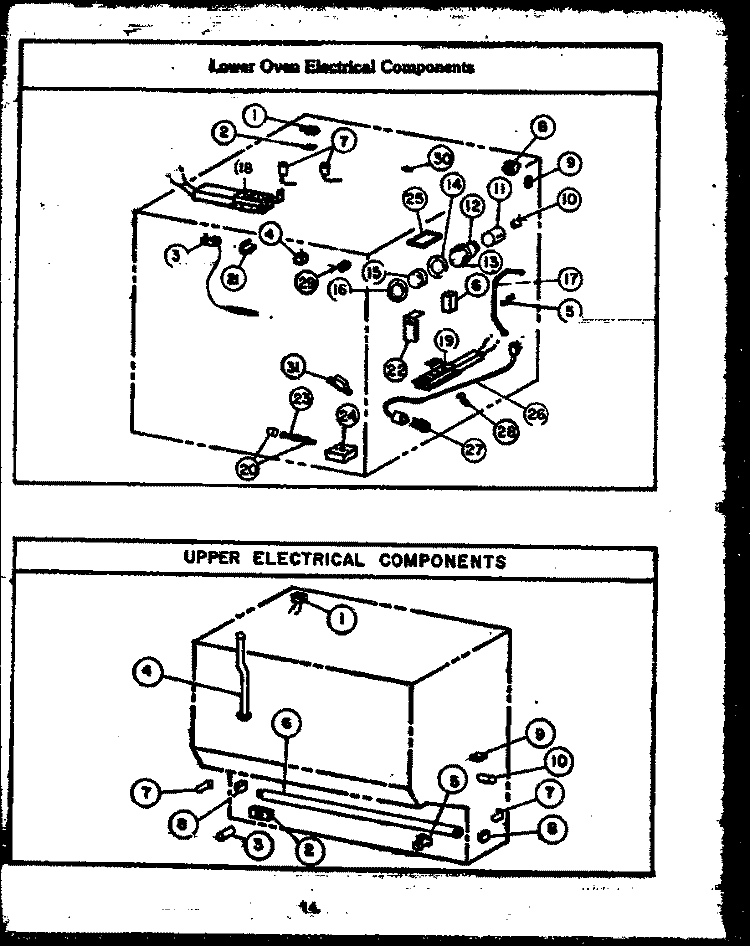 LOWER OVEN ELECTRICAL COMPONENTS Diagram and Parts List for RKS395  Caloric Microwave Oven Combo