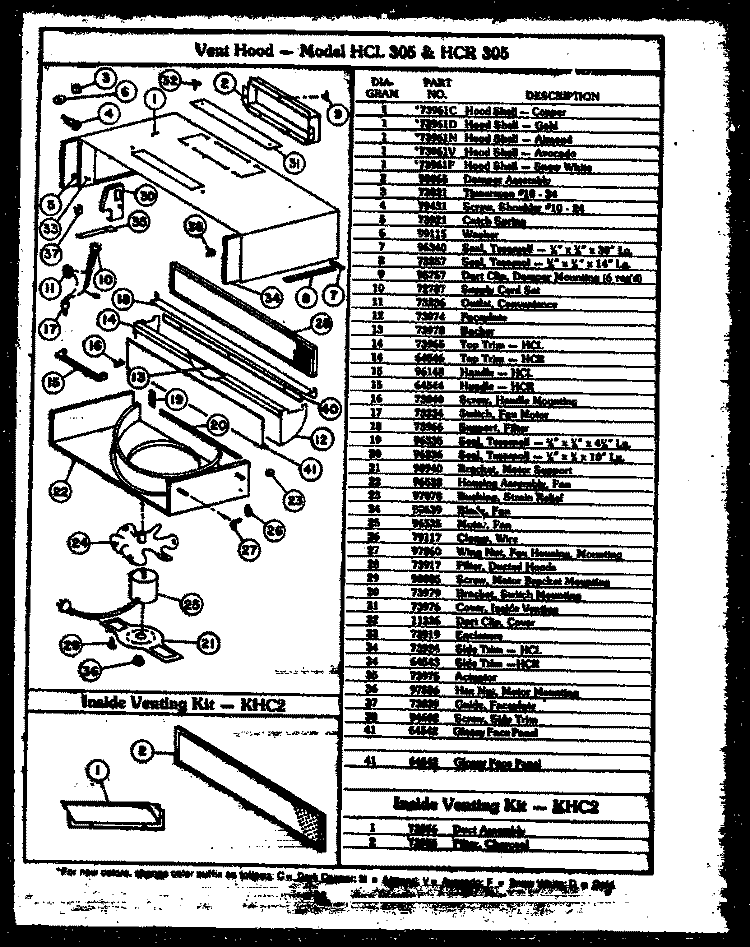 Page 8 Diagram and Parts List for HCL305  Caloric Microwave