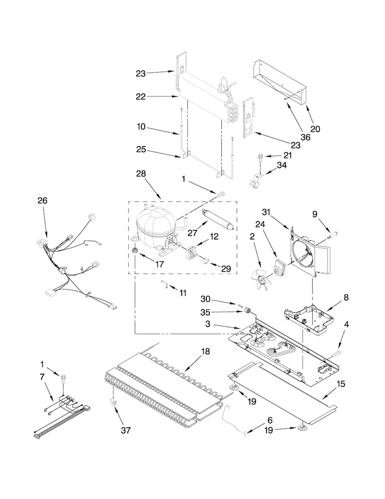 Unit Parts Diagram and Parts List for ABB1924WEB1  Amana Refrigerator