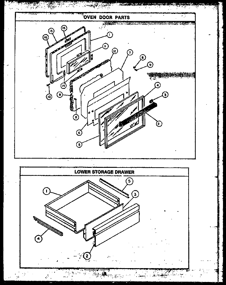 OVEN DOOR PARTS Diagram and Parts List for RKS-396  Caloric Microwave Oven Combo