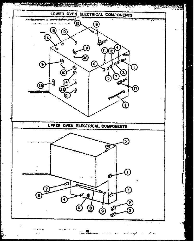 LOWER OVEN ELECTRICAL COMPONENTS Diagram and Parts List for RKS-396  Caloric Microwave Oven Combo