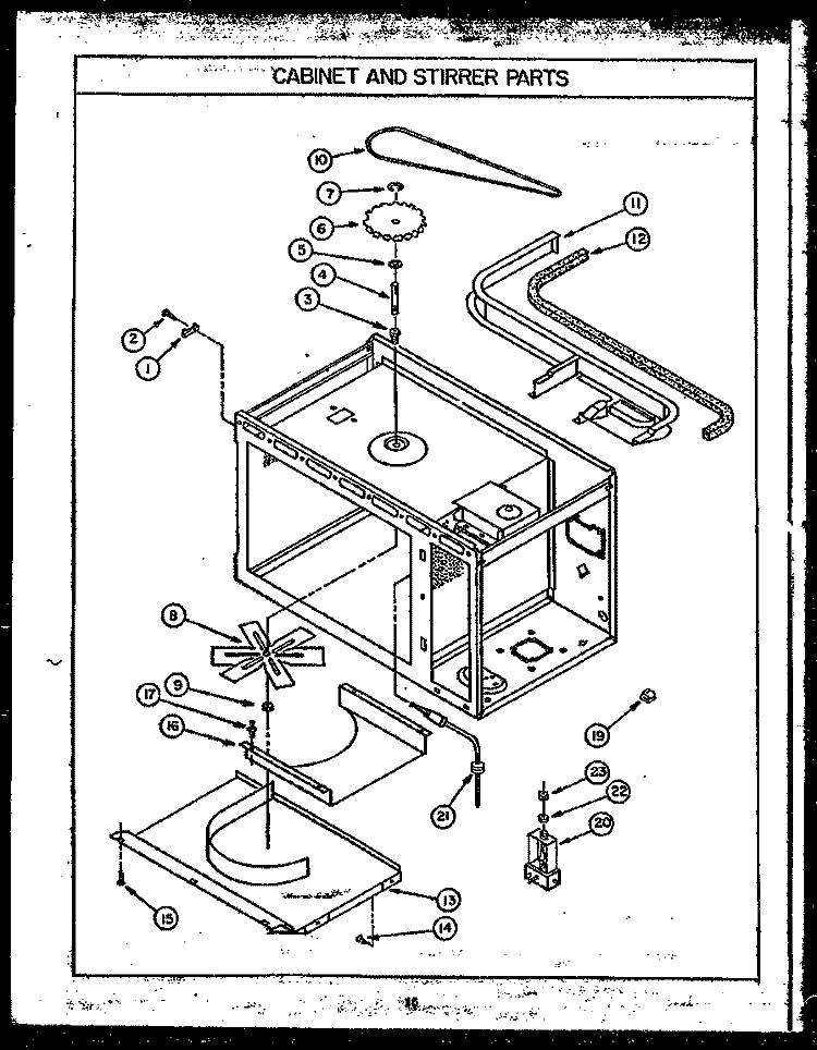 CABINET AND STIRRER PARTS Diagram and Parts List for RKS-396  Caloric Microwave Oven Combo