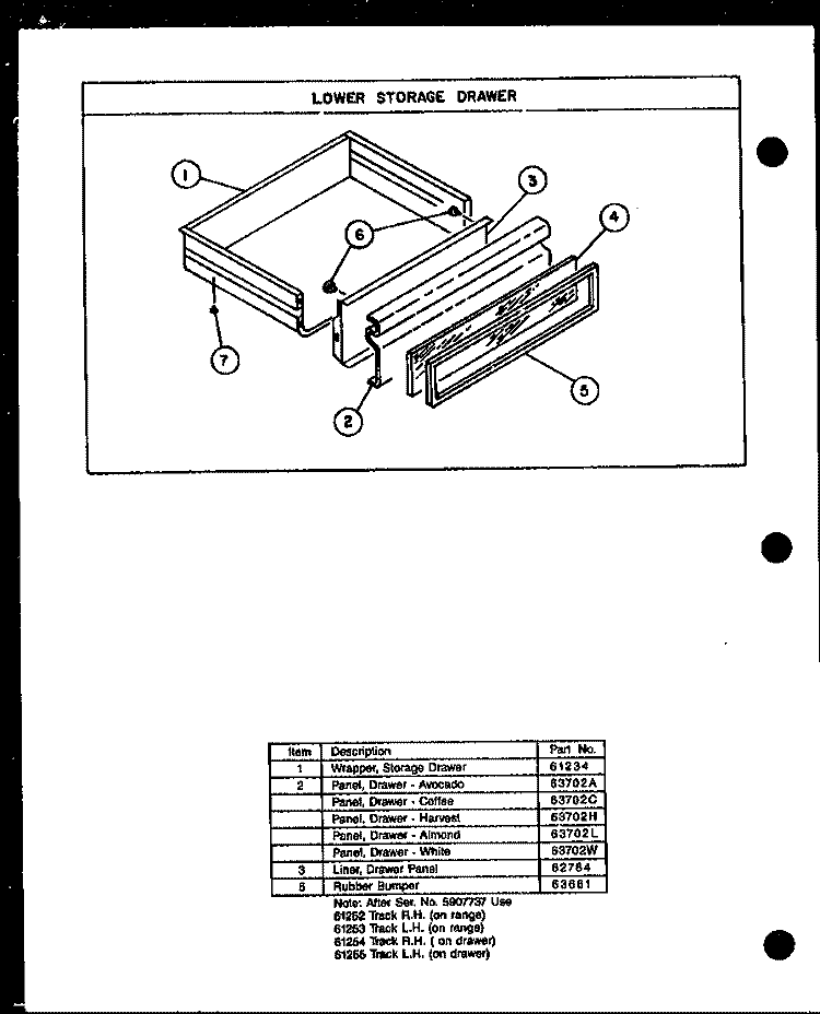 LOWER STORAGE DRAWER Diagram and Parts List for GAK26TC  Amana Range