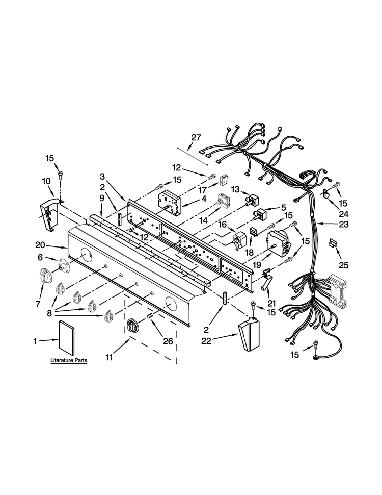 Washer/dryer Control Panel Parts Diagram and Parts List for MET3800XW2  Maytag Washer Dryer Combo
