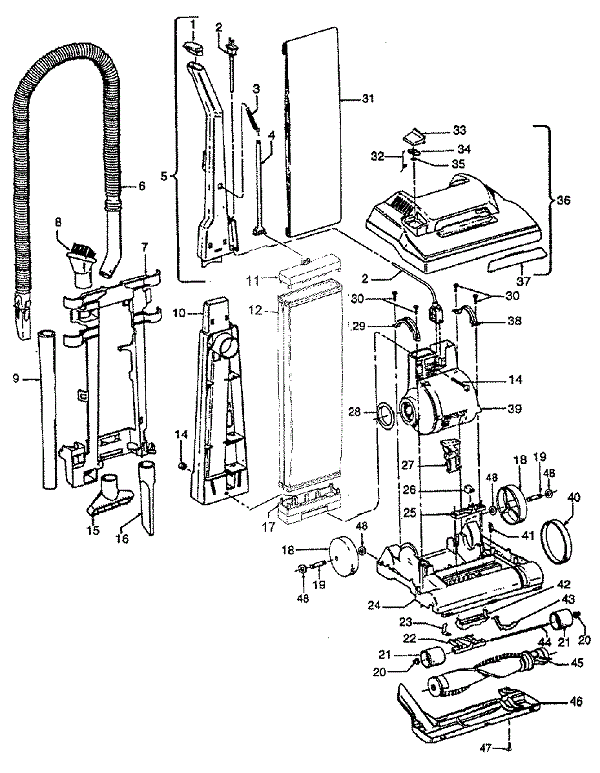 Diagram 2 Diagram and Parts List for C1412  Hoover Upright Vacuum