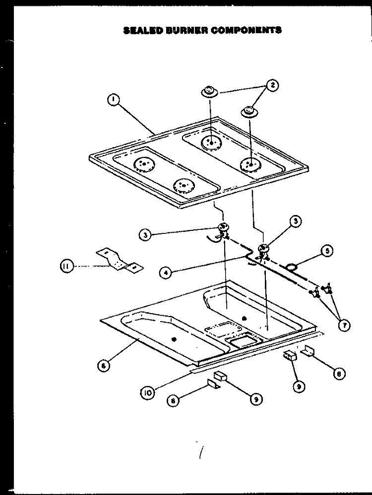 SEALED BURNER COMPONENTS Diagram and Parts List for RMT-306  Caloric Range