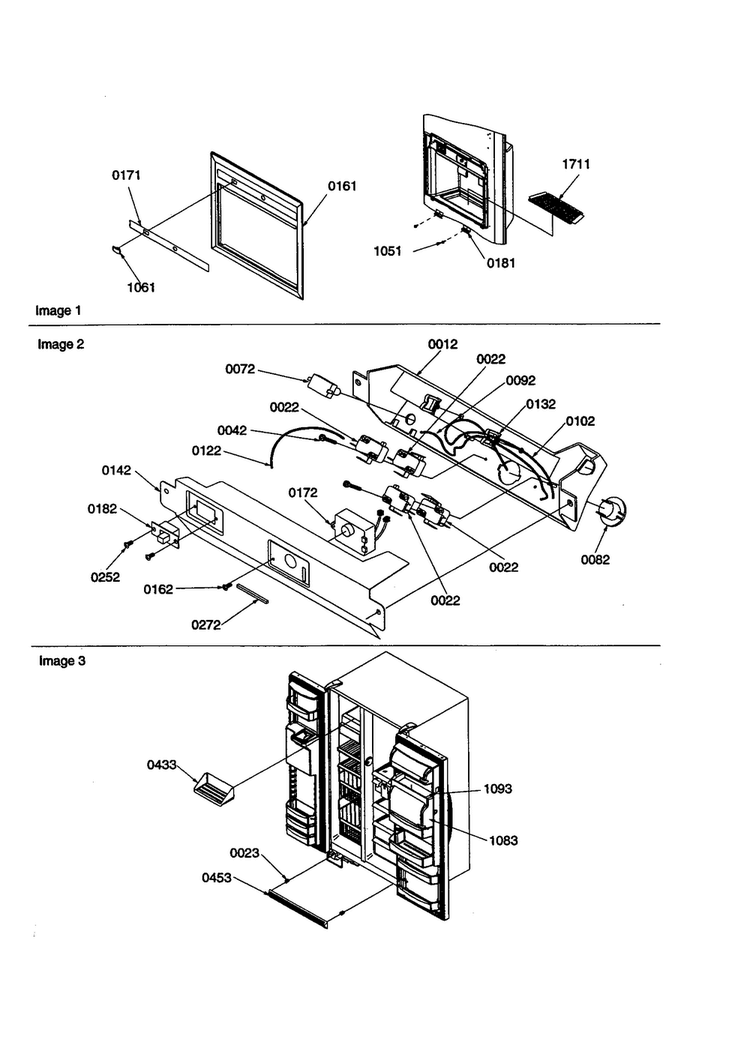 Dispenser/elec. Bracket/toe Grille Diagram and Parts List for SBDE21VPE-P1317201WE  Amana Refrigerator