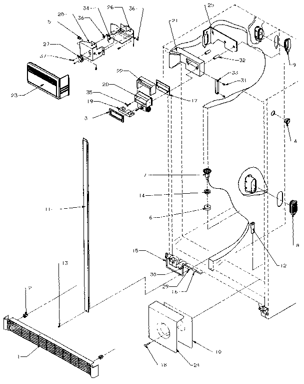 Air Flow Diagram and Parts List for SXDE27NP-P1162204W  Amana Refrigerator
