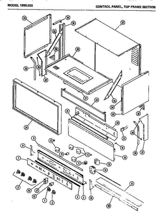 01 - Control Panel Diagram and Parts List for 1890000  Litton Range