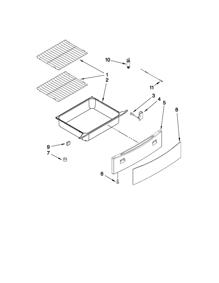 Drawer And Rack Parts Diagram and Parts List for JES8850CAB00  Jenn-Air Range