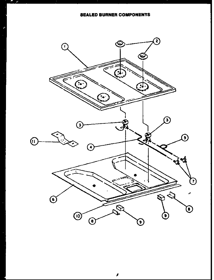 SEALED BURNER COMPONENTS Diagram and Parts List for RMT-370  Caloric Range