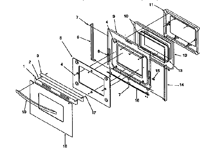Oven Door Diagram and Parts List for ARG7600L-P1143321NL  Amana Range