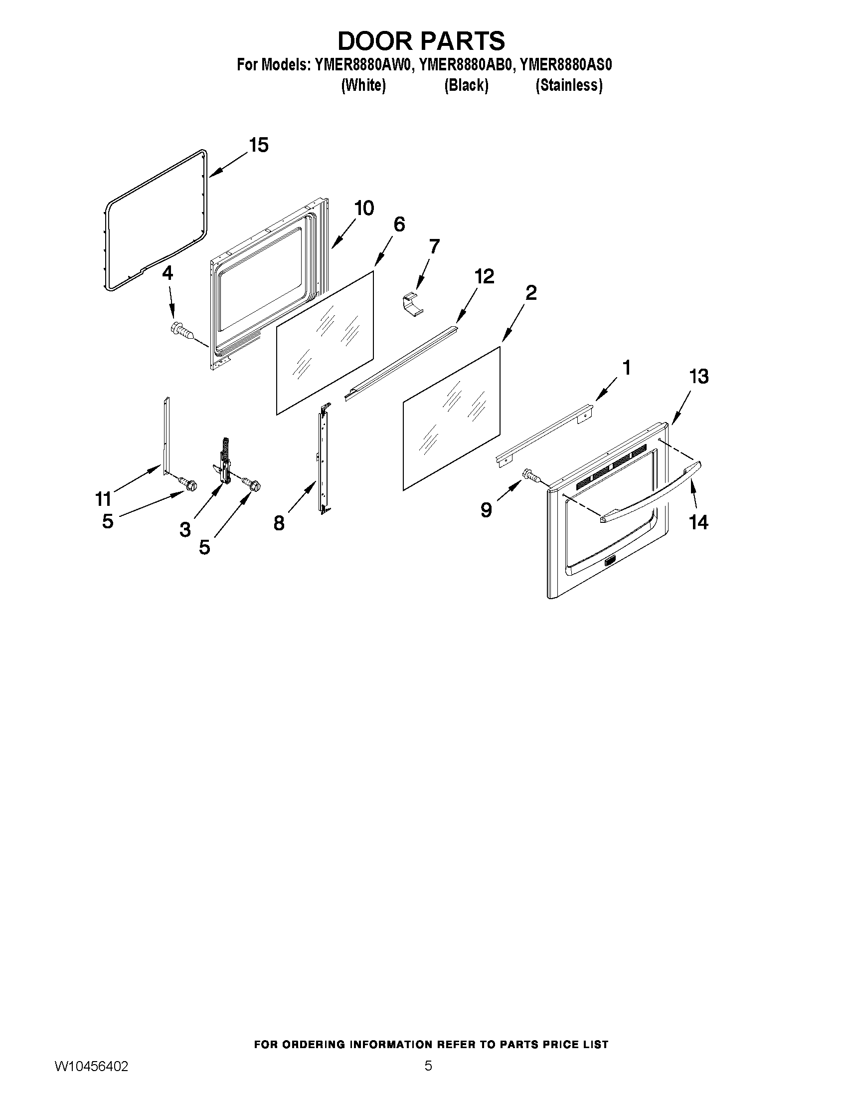 04 - DOOR PARTS Diagram and Parts List for YMER8880AB0  Maytag Range