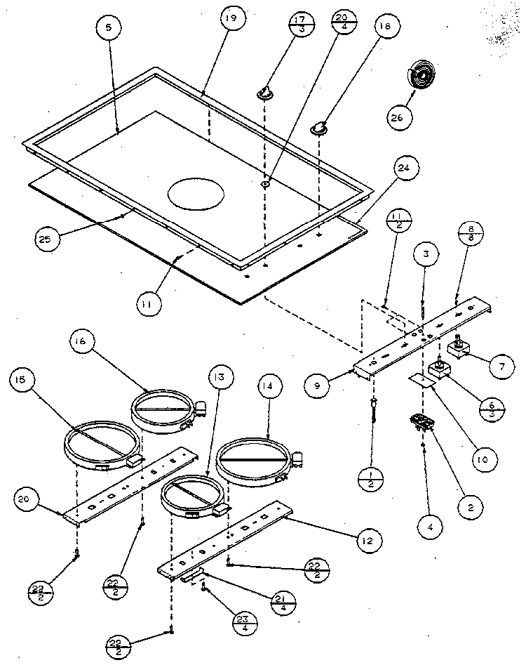 Cooktop Diagram and Parts List for AK2H35-P1131547N  Amana Cooktop