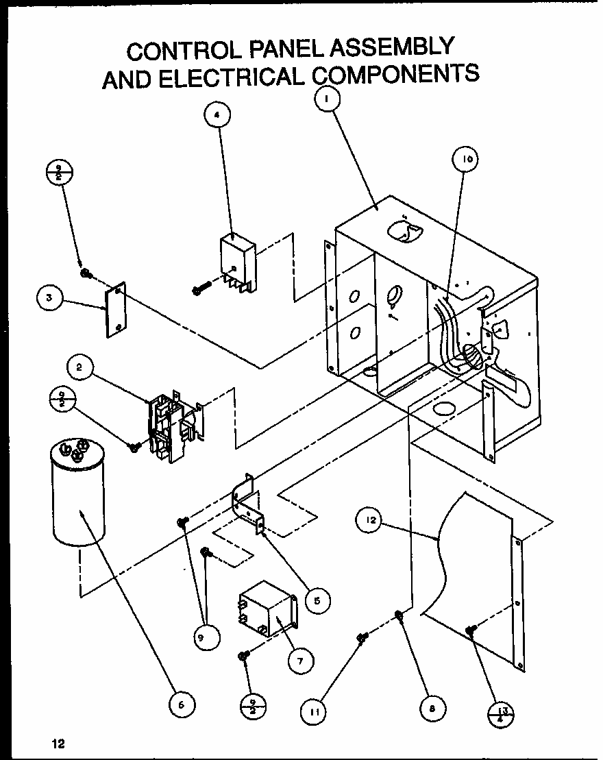 Control Panel Assembly And Electrical Components Diagram and Parts List for SRCF48U03E P1100012C Amana Air Conditioner