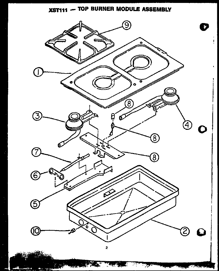 TOP BURNER MODULE ASSY Diagram and Parts List for PHU-185-NWW  Amana Range