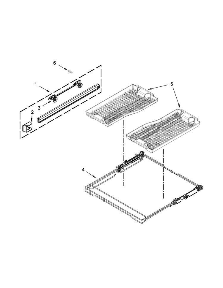 Third Level Rack And Track Parts Diagram and Parts List for JDB9800CWP2  Jenn-Air Dishwasher