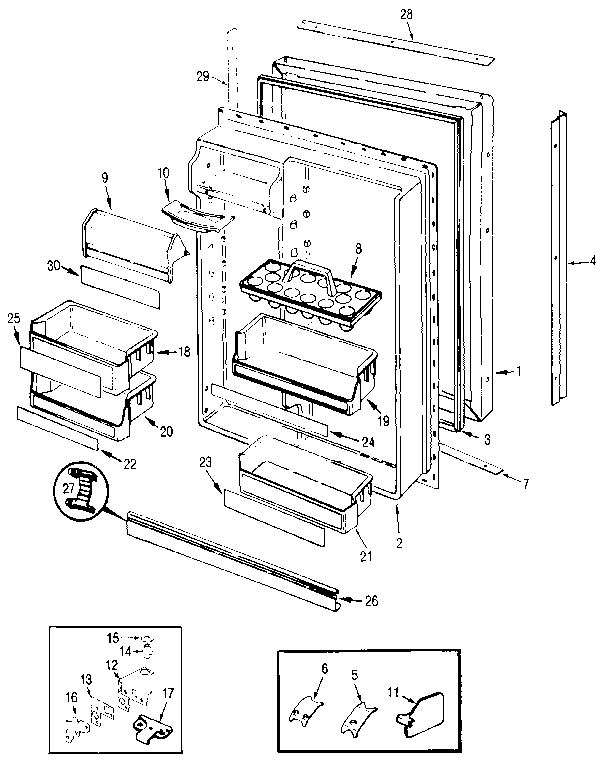 Fresh Food Door Diagram and Parts List for JRT196B MAJ55A Jenn-Air Refrigerator