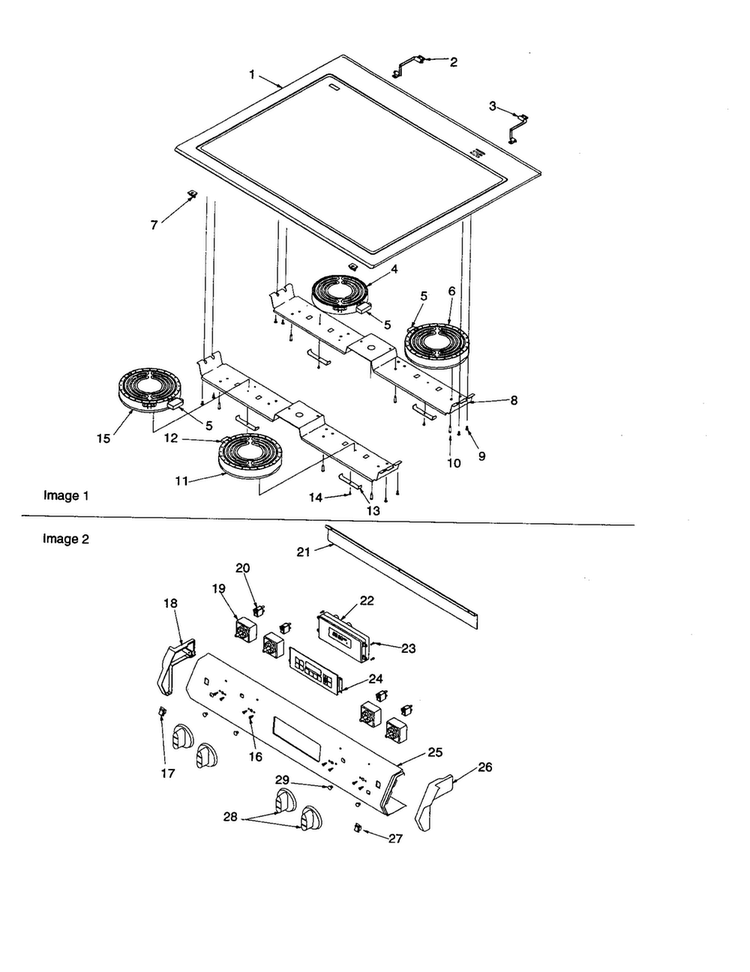 Main Top And Backguard Diagram and Parts List for ARTS6650E P1143906NE Amana Range