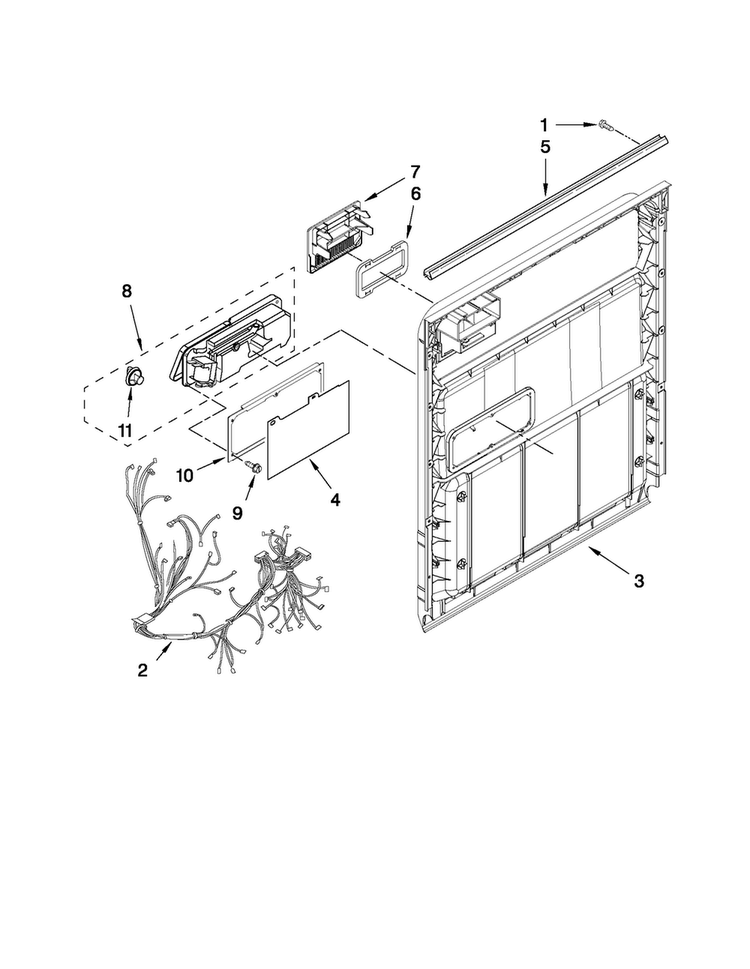 Inner Door Parts Diagram and Parts List for MDB4630AWS3  Maytag Dishwasher