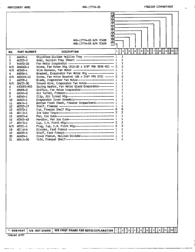 Freezer Compartment Page 2 Diagram and Parts List for 17774A  Admiral Refrigerator