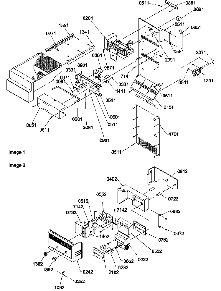 Ice Maker/control Assembly Diagram and Parts List for SBDX520TW-P1313202WW  Amana Refrigerator