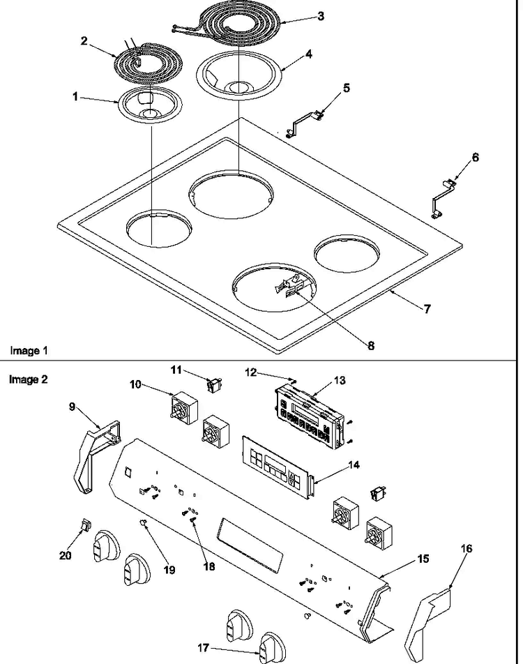 Main Top And Backguard Diagram and Parts List for ARRS6550E-P1130691NE  Amana Range