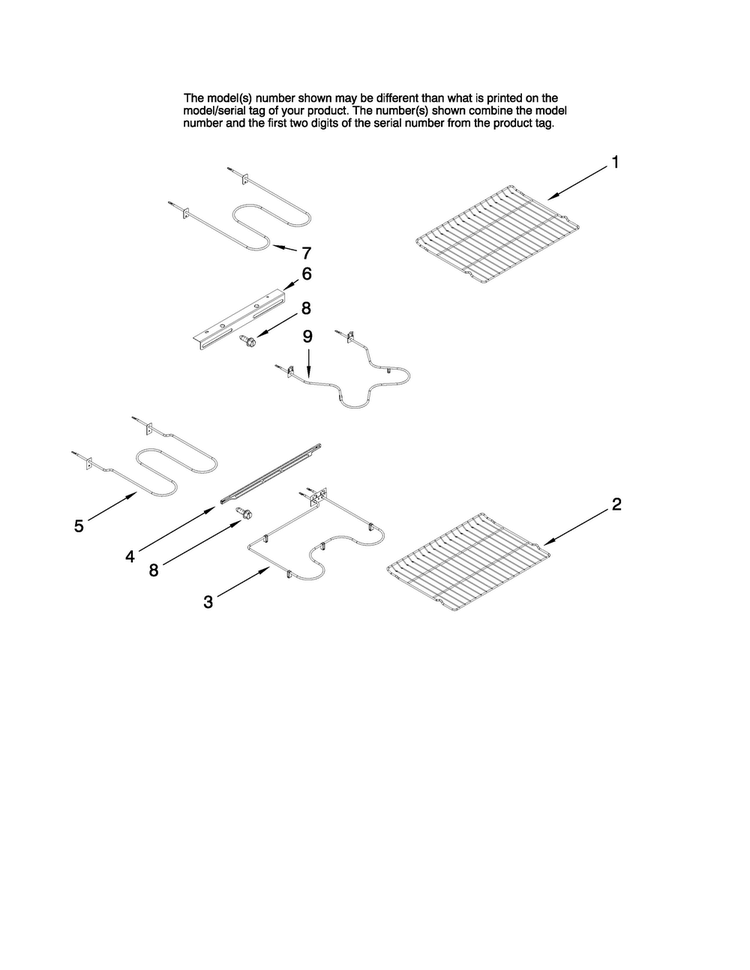 Rack And Element Parts Diagram and Parts List for MER6751AAW24  Maytag Range