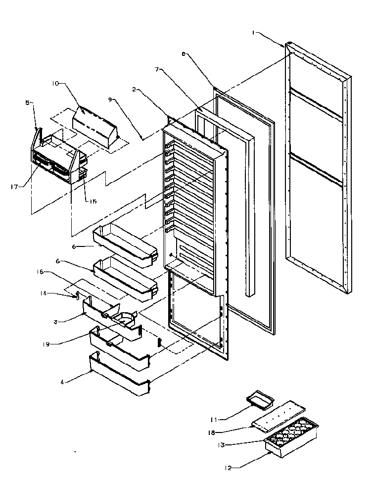 Refrigerator Door Diagram and Parts List for SPD22NL-P1181306WL  Amana Refrigerator