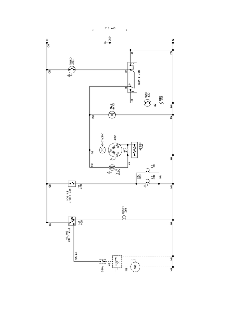 Wiring Information Diagram and Parts List for ARB190ZCB0  Amana Refrigerator