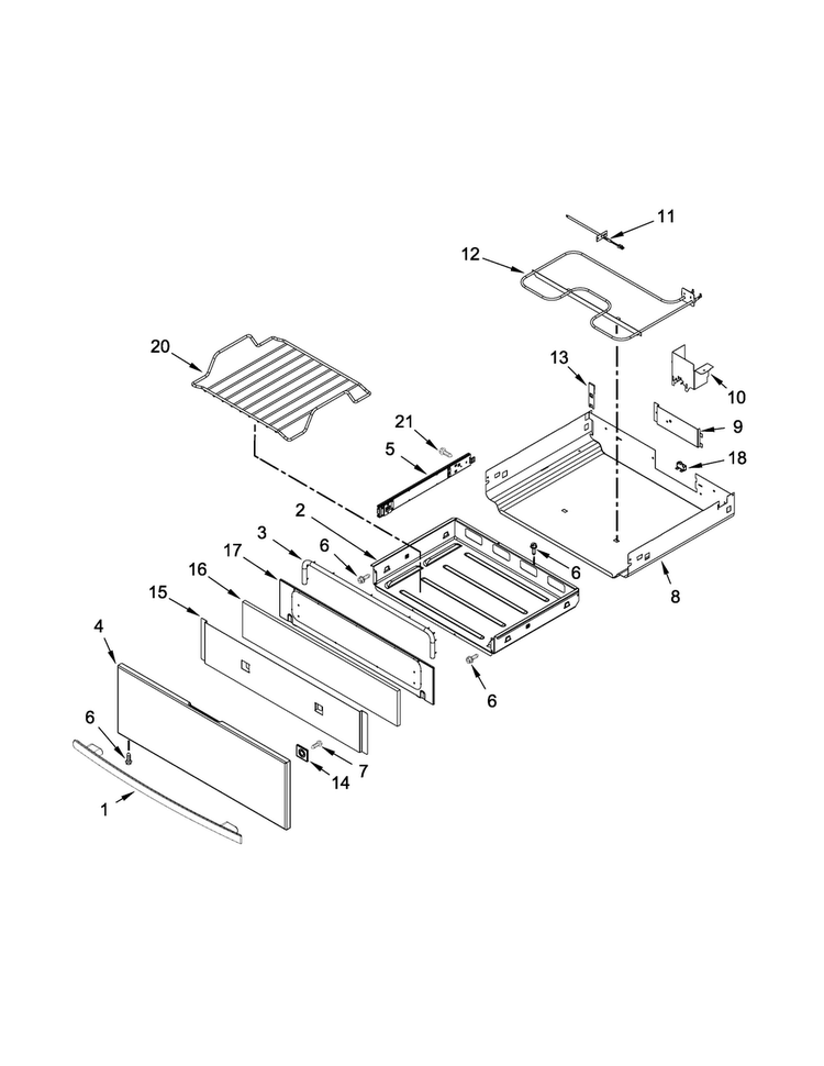 Drawer Parts Diagram and Parts List for JIS1450CDS0  Jenn-Air Range