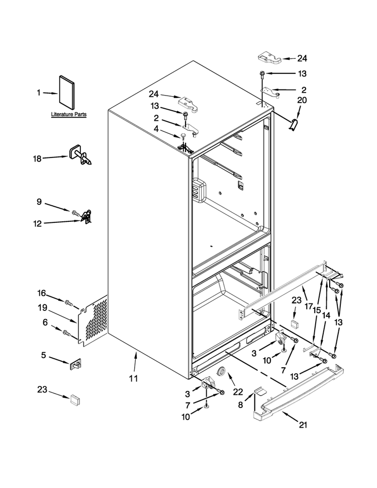 Cabinet Parts Diagram and Parts List for MFB2055DRE00  Maytag Refrigerator