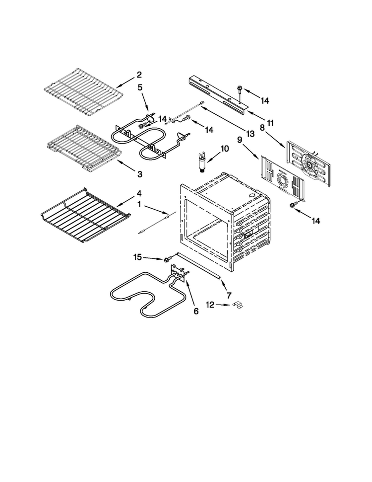 Internal Oven Parts Diagram and Parts List for JJW2827WB00  Jenn-Air Wall Oven