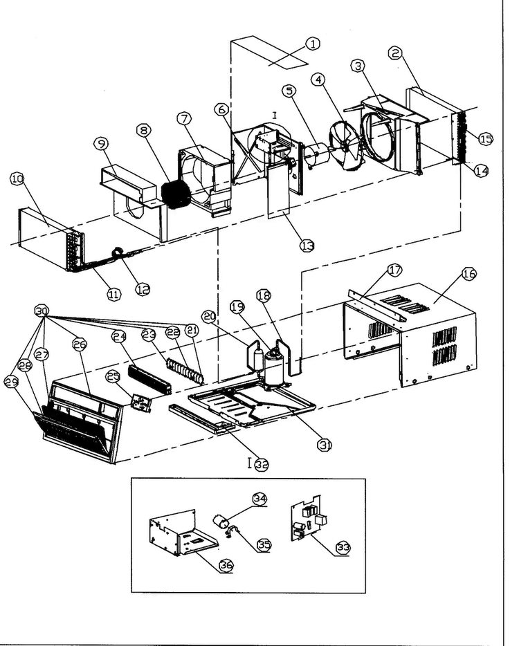 Cabinet Parts Diagram and Parts List for ACE245R  Amana Air Conditioner