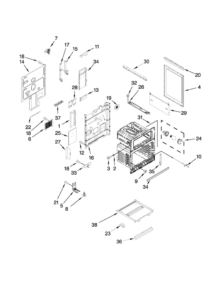Chassis Parts Diagram and Parts List for MET8775XB02  Maytag Range