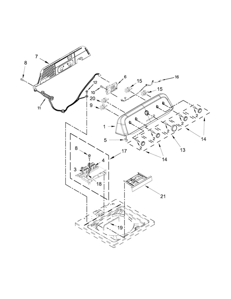 Console And Water Inlet Parts Diagram and Parts List for MVWX655DW0  Maytag Washer