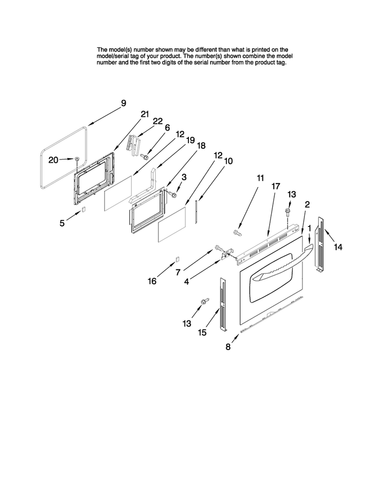 Lower Door Parts Diagram and Parts List for MER6755AAQ25  Maytag Range