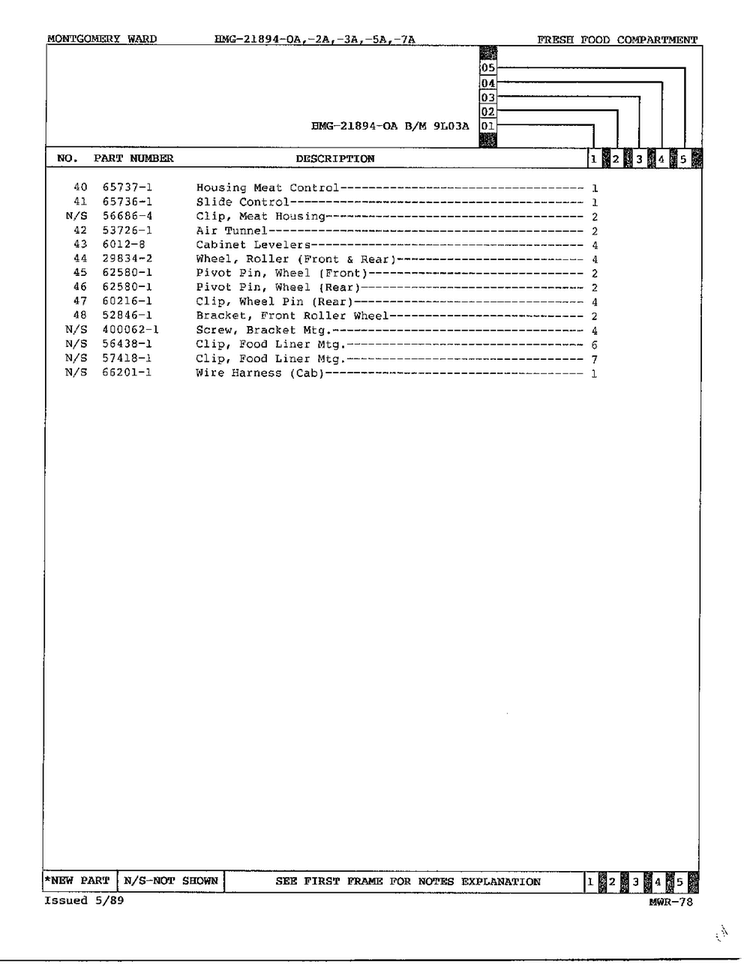Fresh Food Compartment Page 3 Diagram and Parts List for 21894A  Admiral Refrigerator