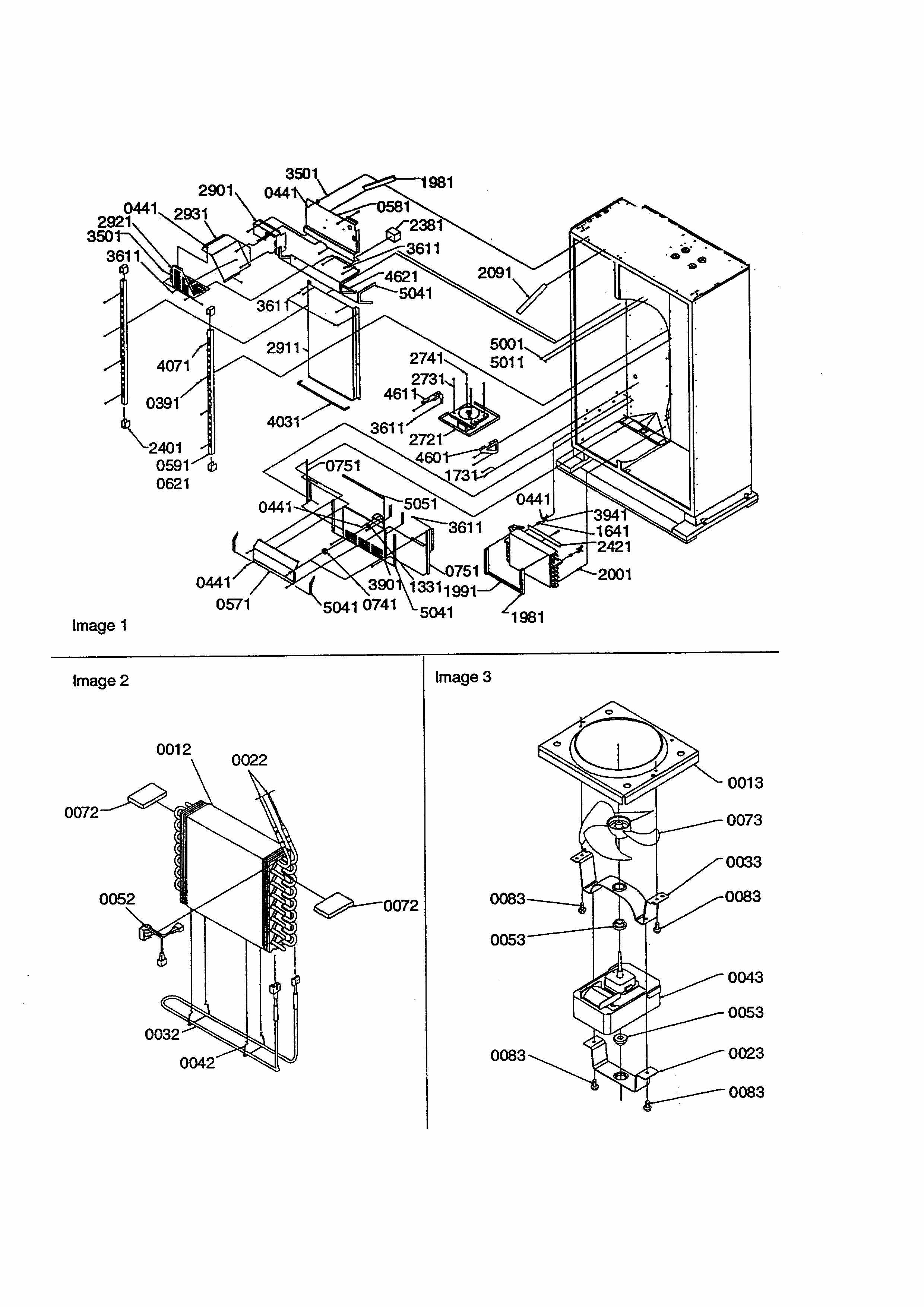 Evaporator Area Diagram and Parts List for S148DA03-P1305601W  Amana Refrigerator