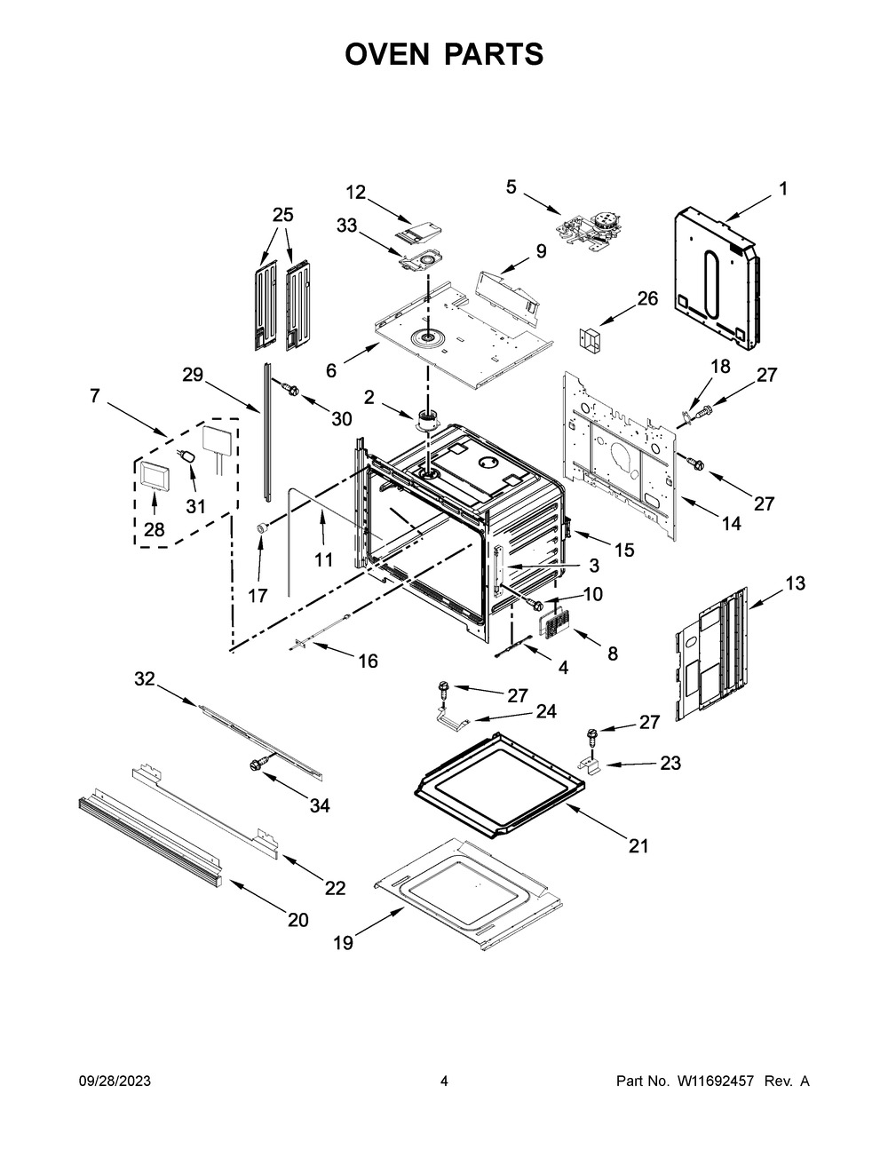 Oven Parts Diagram and Parts List for JJW2430LL01  Jenn-Air Wall Oven