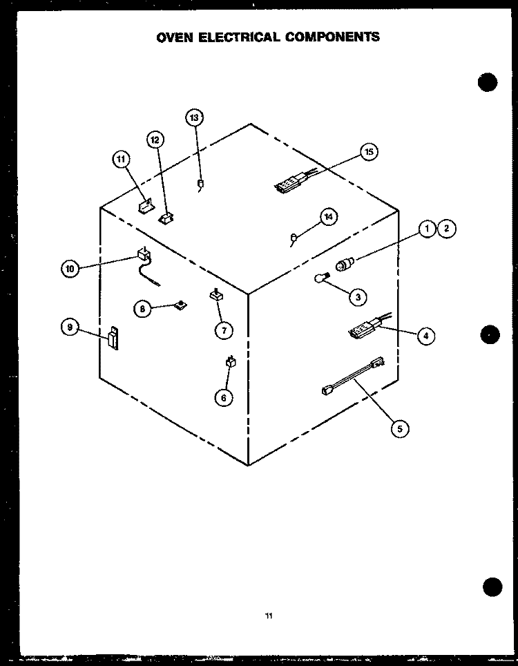 OVEN ELECTRICAL COMPONENTS Diagram and Parts List for RJT369  Caloric Range