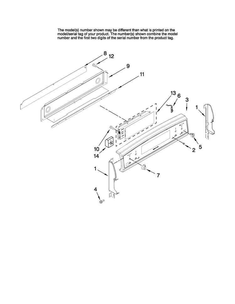 Control Panel Parts Diagram and Parts List for JER8895BAS12  Jenn-Air Range