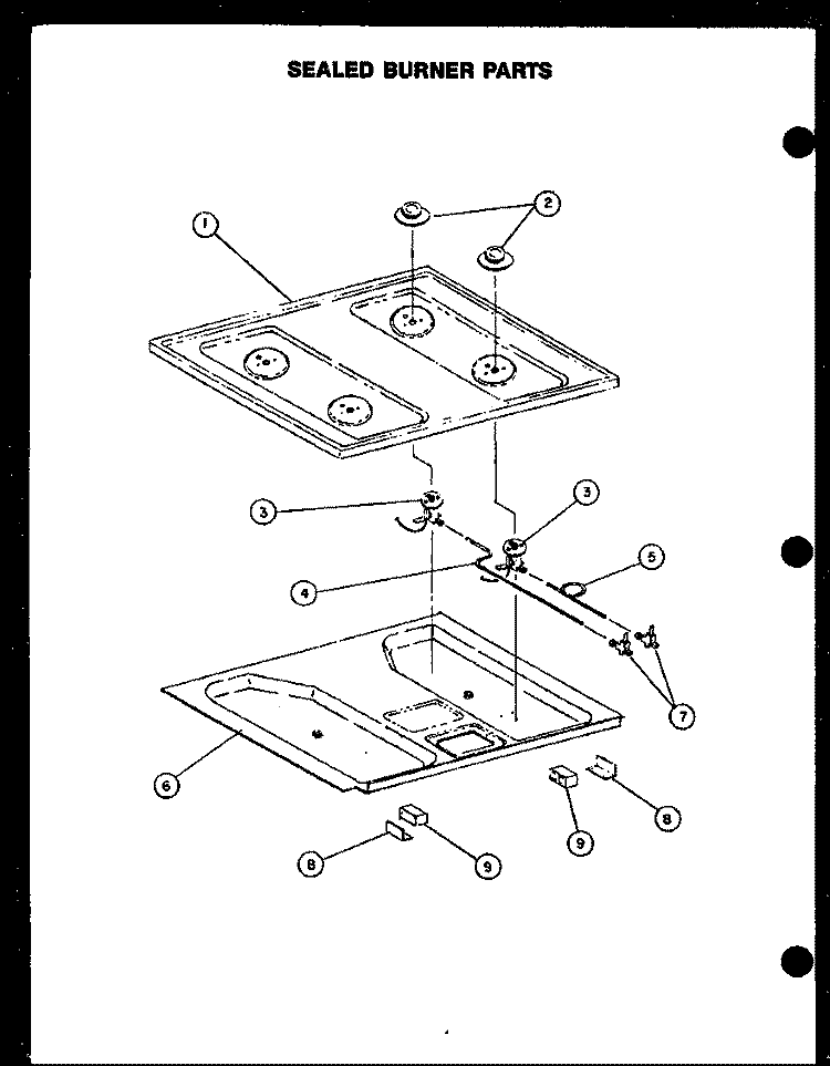 SEALED BURNER PARTS Diagram and Parts List for RST359  Caloric Cooktop